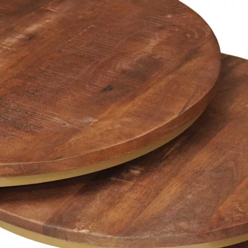  Fészkelt Kávézó Asztalok 2 pcs Méz barna Tömör mangófa és acél