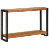  Konzolasztal polcokkal Barna 120 x 33 x 75 cm tömör akácfa