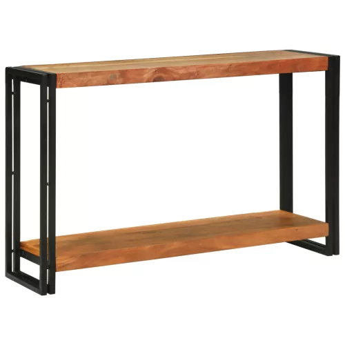  Konzolasztal polcokkal Barna 120 x 33 x 75 cm tömör akácfa