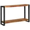  Konzolasztal polcokkal Barna 120 x 33 x 75 cm tömör akácfa