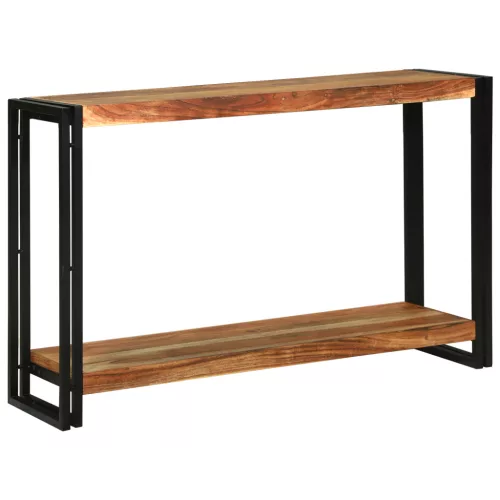  Konzolasztal polcokkal Barna 120 x 33 x 75 cm tömör akácfa