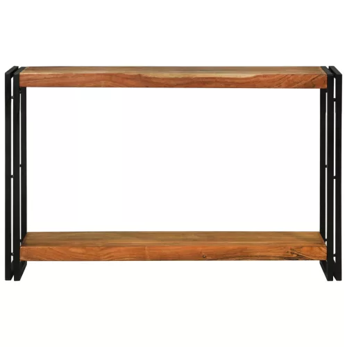  Konzolasztal polcokkal Barna 120 x 33 x 75 cm tömör akácfa
