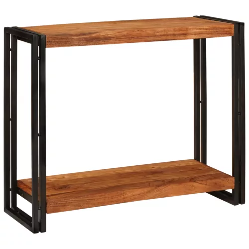  Konzolasztal polcokkal Barna 90 x 33 x 75 cm tömör akácfa