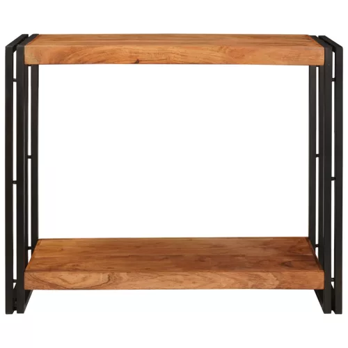  Konzolasztal polcokkal Barna 90 x 33 x 75 cm tömör akácfa