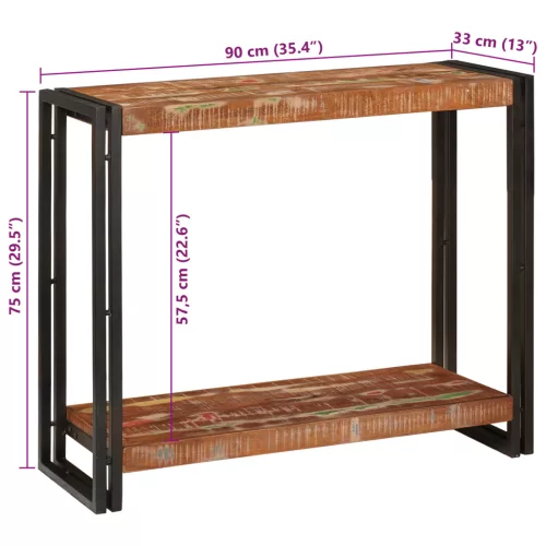  Konzolasztal Sokszínű 90 x 33 x 75 cm tömör újrahasznosított fa