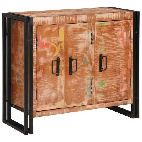  Oldalszekrény ajtókkal Barna Tömör újrahasznosított fa és fém