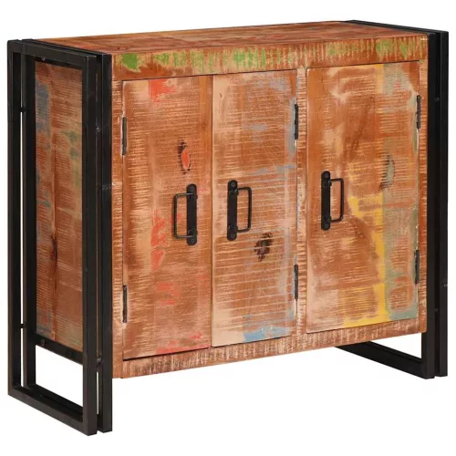  Oldalszekrény ajtókkal Barna Tömör újrahasznosított fa és fém