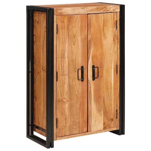  Magas szekrény ajtókkal Barna Tömör akácfa és fém