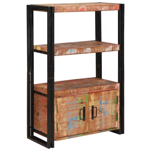  Könyvespolc Ajtókkal Barna Tömör újrahasznosított fa és fém