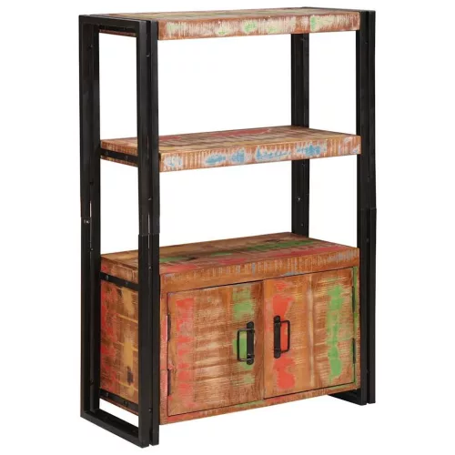  Könyvespolc Ajtókkal Barna Tömör újrahasznosított fa és fém