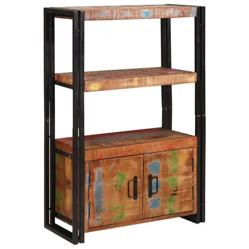  Könyvespolc Ajtókkal Barna Tömör újrahasznosított fa és fém