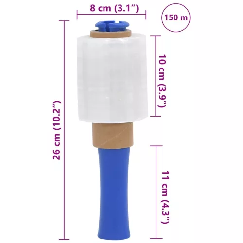  stretch fólia fogantyúval 10 db átlátszó 23 μm 10 cm x 150 m