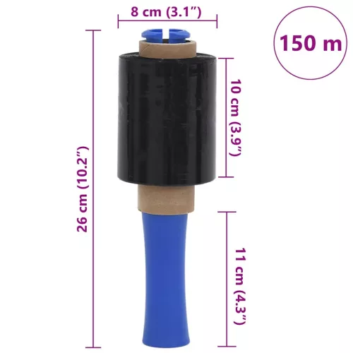  stretch fólia 50 pcs fekete 23 μm 10 cm x 150 m