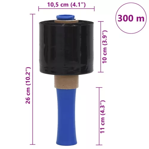  stretch fólia 10 pcs fekete 23 μm 10 cm x 300 m