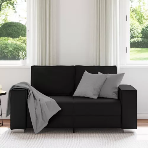  Kétszemélyes kanapé Fekete 120 cm Műbőr