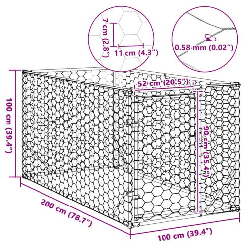  kültéri kutyafuttató ajtóval 2x1x1 m horganyzott acélból