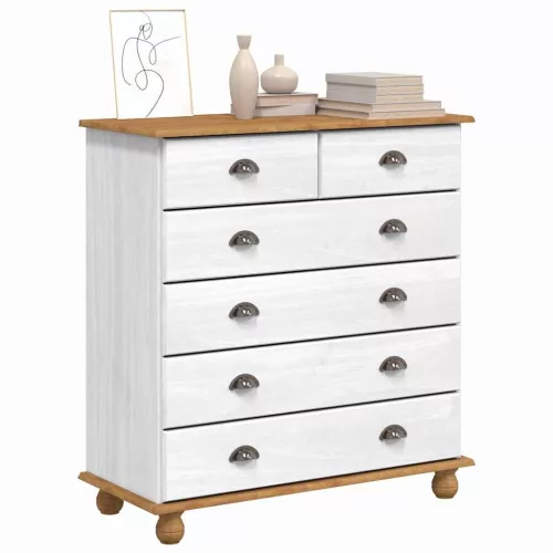  Fiókos Szekrény ASKIM Fehér 91 x 40 x 95,5 cm Tömör fenyőfa