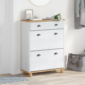  cipőszekrény ASKIM Fehér 85x35x108 cm tömör fenyőből