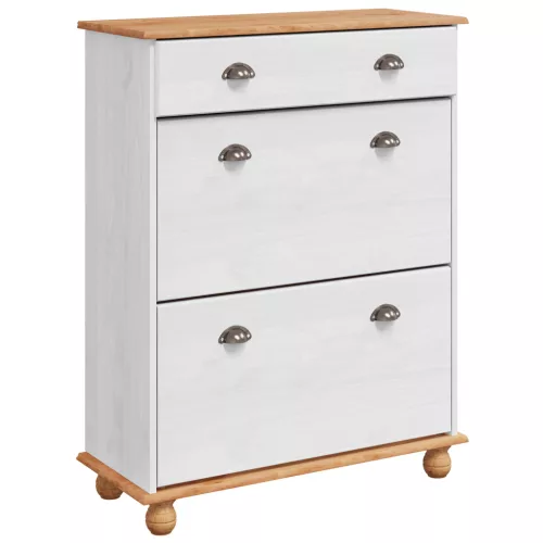  cipőszekrény ASKIM Fehér 85x35x108 cm tömör fenyőből