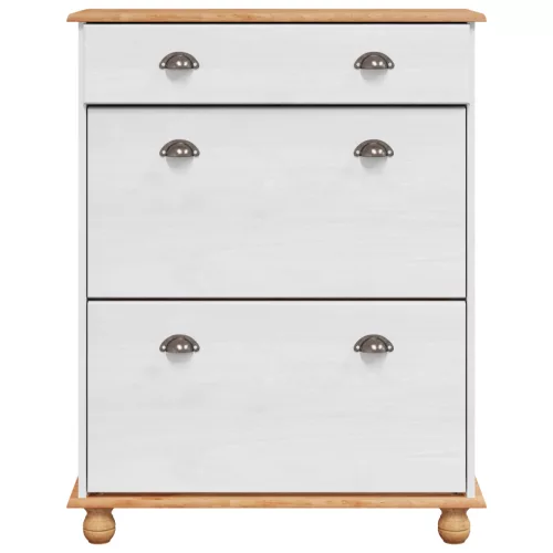  cipőszekrény ASKIM Fehér 85x35x108 cm tömör fenyőből