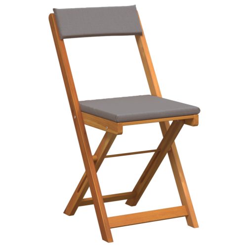  5 Darabos Összecsukható Bistro Szett Párnákkal Tömör Fa Akác