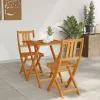  3 darabos Összecsukható Bistro Szett Tömör Akácfából