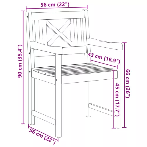  kertiszékek 2 db 56x56x90 cm tömör akácfából