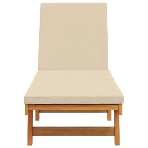  Napozó párnával 1-személy Barna 63 x 199 x 85cm Tömör akácfa
