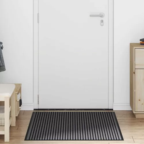  Ajtószőnyeg Fekete és Szürke 80 x 120 cm Polipropilén, PVC