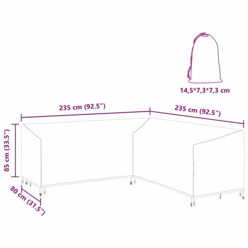  Kültéri bútorhuzat Fekete 235 x 235 x 80 cm 210D Oxford Szövet