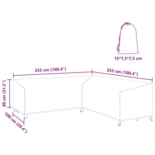  Kültéri bútorhuzat Fekete 255 x 255 x 80 cm 210D Oxford Szövet