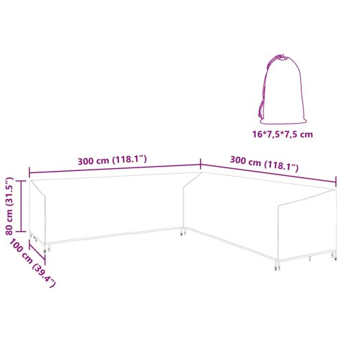  Kültéri bútorhuzat Fekete 300 x 300 x 80 cm 210D Oxford Szövet