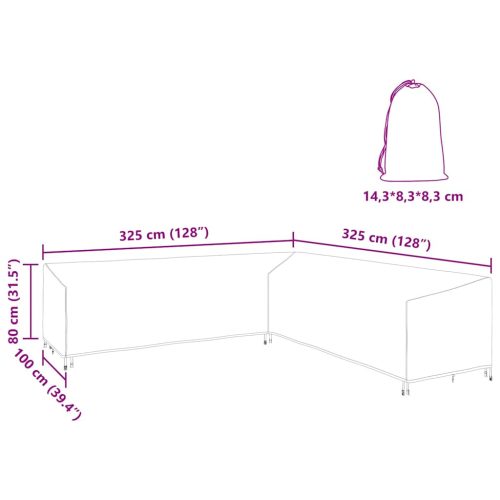  Kültéri bútorhuzat Fekete 325 x 325 x 80 cm 420D Oxford Szövet