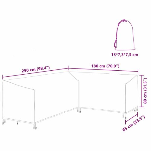  Kültéri bútorhuzat Fekete 250 x 180 x 80 cm 420D Oxford Szövet