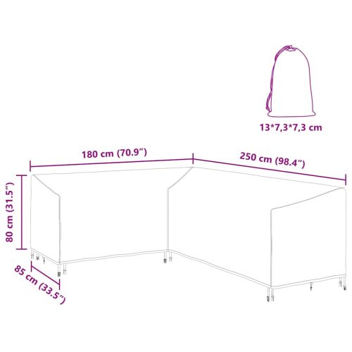  Kültéri bútorhuzat Fekete 250 x 180 x 80 cm 420D Oxford Szövet