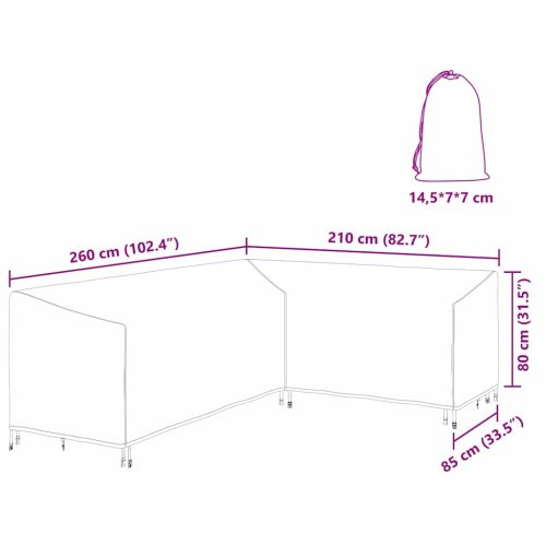  Kültéri bútorhuzat Fekete 260 x 210 x 80 cm 600D Oxford Szövet