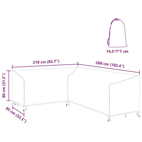 Kültéri bútorhuzat Fekete 260 x 210 x 80 cm 600D Oxford Szövet