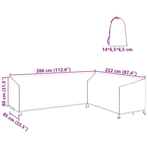  Kültéri bútor takaró Fekete 286 x 222 x 80 cm 210D szövet
