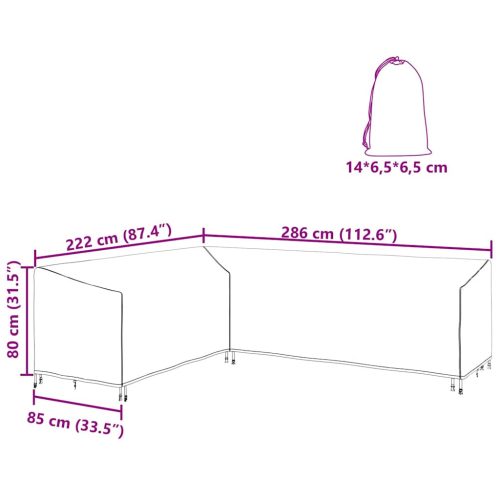  Kültéri bútor takaró Fekete 286 x 222 x 80 cm 420D szövet