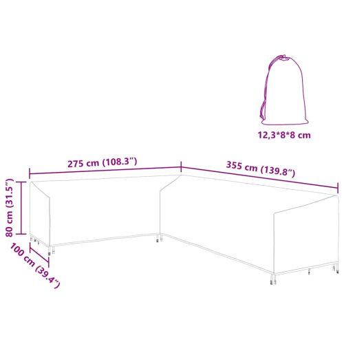  Kültéri bútorhuzat Fekete 355 x 275 x 80 cm 210D Oxford Szövet