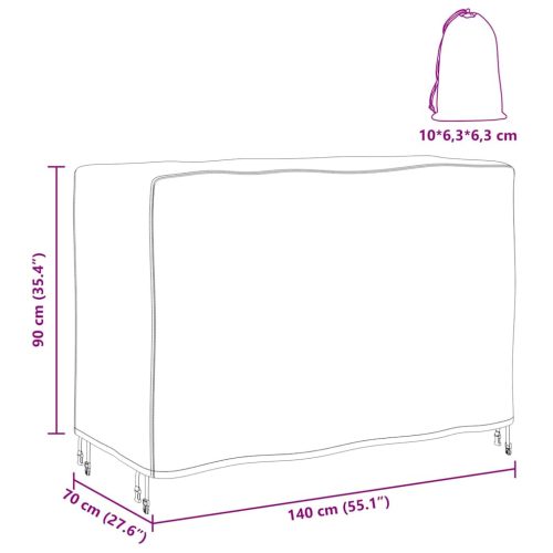 Kültéri bútorhuzat Fekete 140 x 70 x 90 cm 210D
