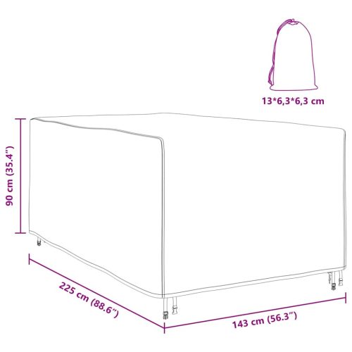  Kültéri bútorhuzat Fekete 143 x 225 x 90 cm 420D
