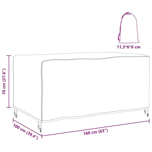 Kültéri bútorhuzat Fekete 160 x 100 x 70 cm 210D