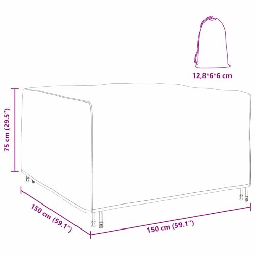  Kültéri bútorhuzat Fekete 150 x 150 x 75 cm 420D
