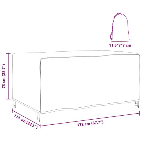  Kültéri bútorhuzat Fekete 172 x 113 x 73 cm 600D