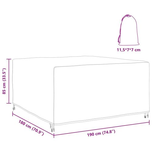  Kültéri bútorhuzat Fekete 180 x 190 x 85 cm 210D