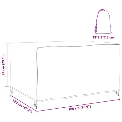  Kültéri bútorhuzat Fekete 180 x 120 x 74 cm 210D