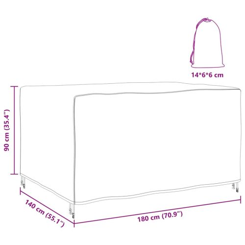  Kültéri bútorhuzat Fekete 180 x 140 x 90 cm 600D