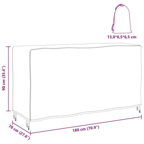 Kültéri bútorhuzat Fekete 180 x 70 x 90 cm 420D