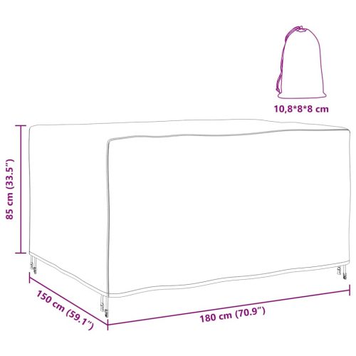  Kültéri bútorhuzat Fekete 180 x 150 x 85 cm 600D